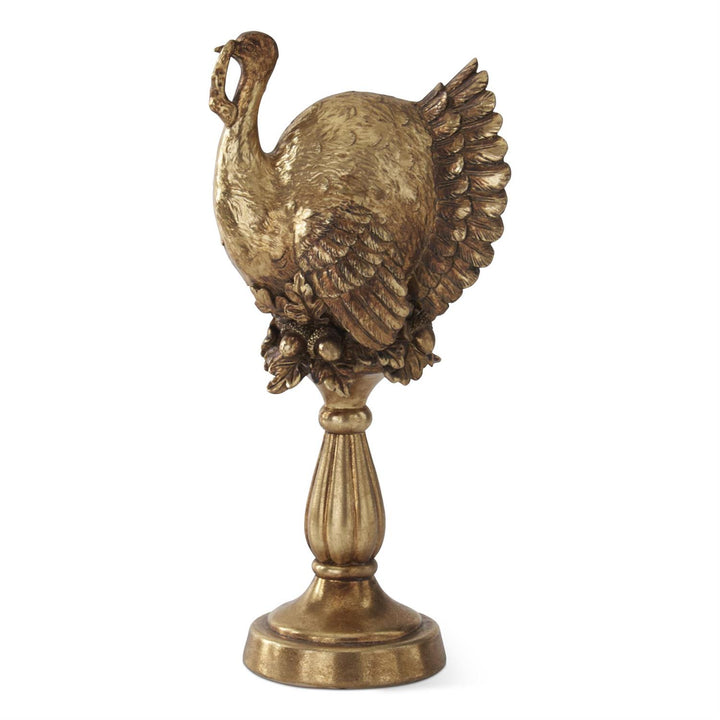 13.25" GOLD TURKEY ON PEDESTAL