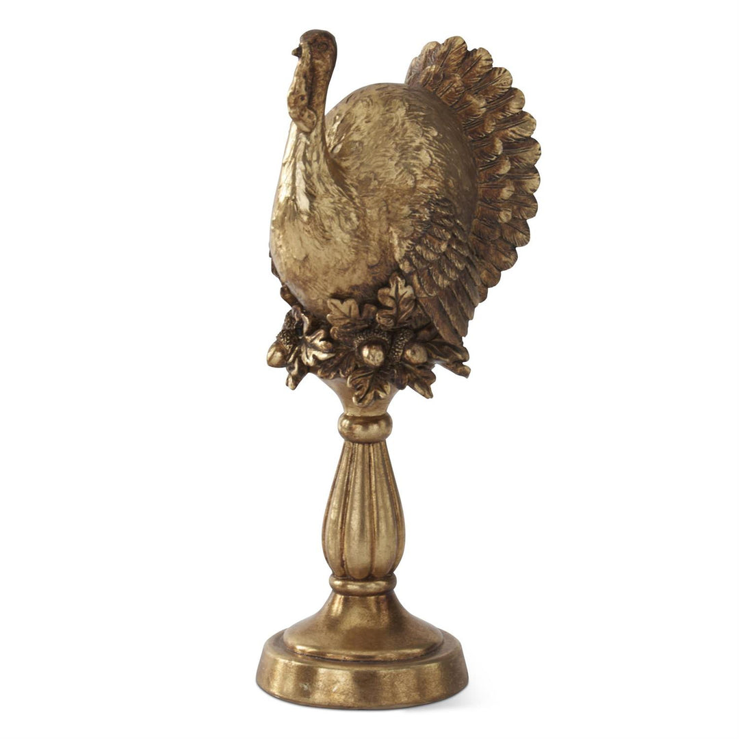 13.25" GOLD TURKEY ON PEDESTAL