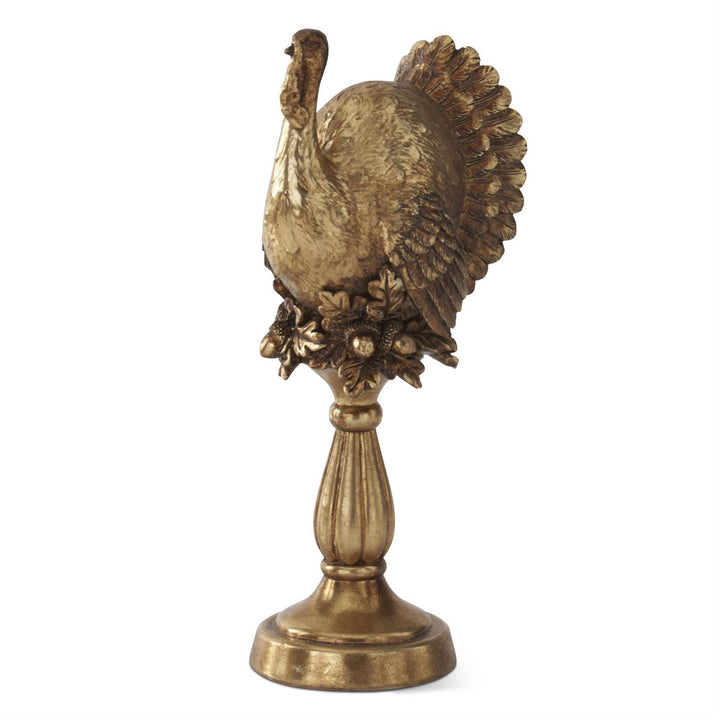 13.25" GOLD TURKEY ON PEDESTAL