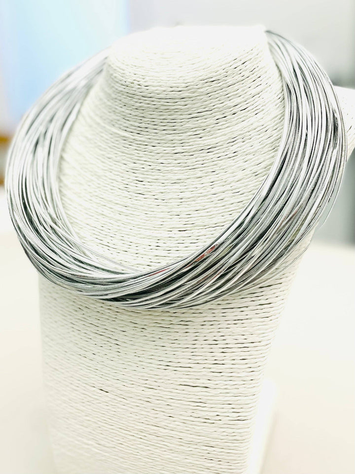 SILVER LEATHERETTE STRAND NECKLACE