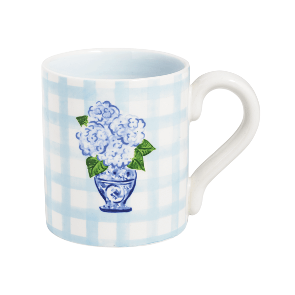 CHINOISERIE HYDRANGEA GINGHAM MUG