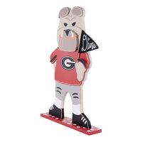 Georgia Bulldogs mascot tabletop figure holding a "Go Dawgs" flag | Walker Boutique