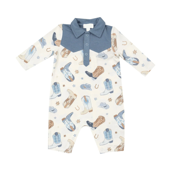 BLUE COWBOY BOOTS COWBOY ROMPER