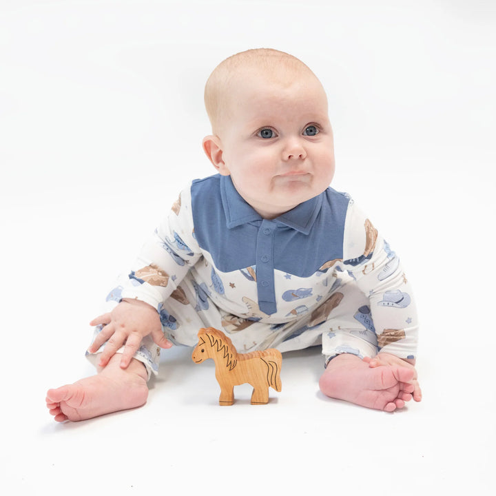 BLUE COWBOY BOOTS COWBOY ROMPER