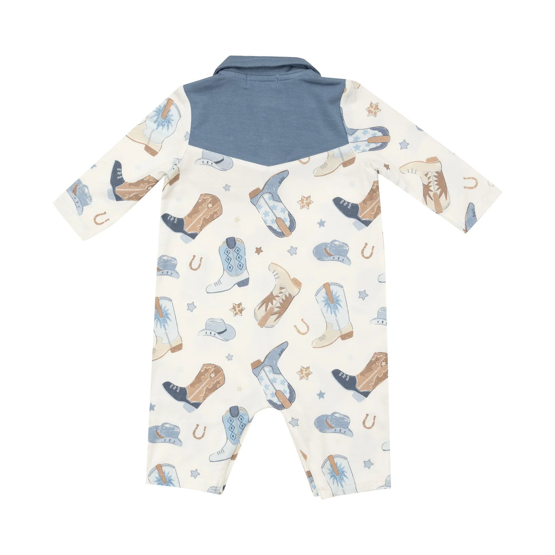 BLUE COWBOY BOOTS COWBOY ROMPER