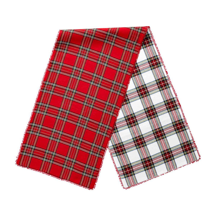 REVERSIBLE TARTAN PLAID POM RUNNER