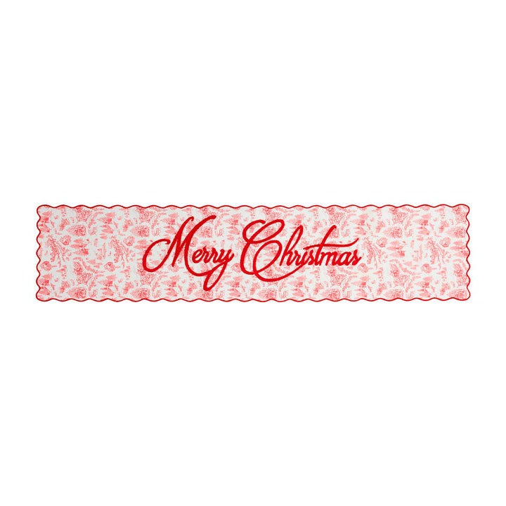 MERRY CHRISTMAS TOILE TABLE RUNNER