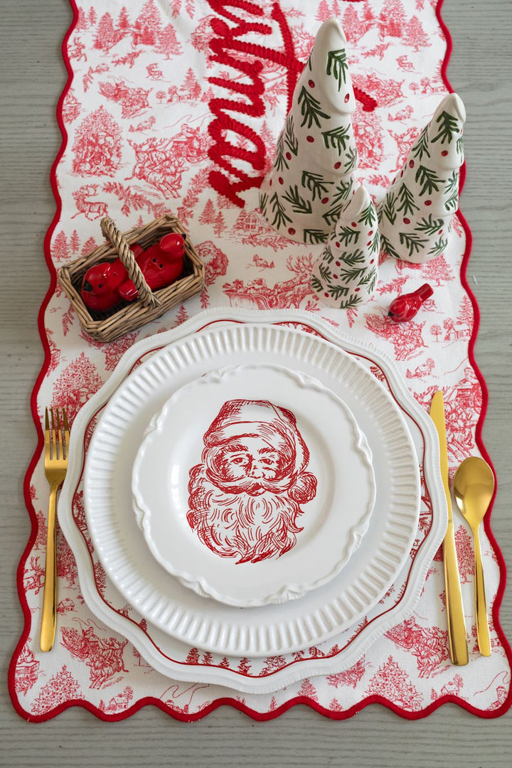 MERRY CHRISTMAS TOILE TABLE RUNNER