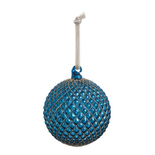 COBALT QUILTED BALL ORNAMENT