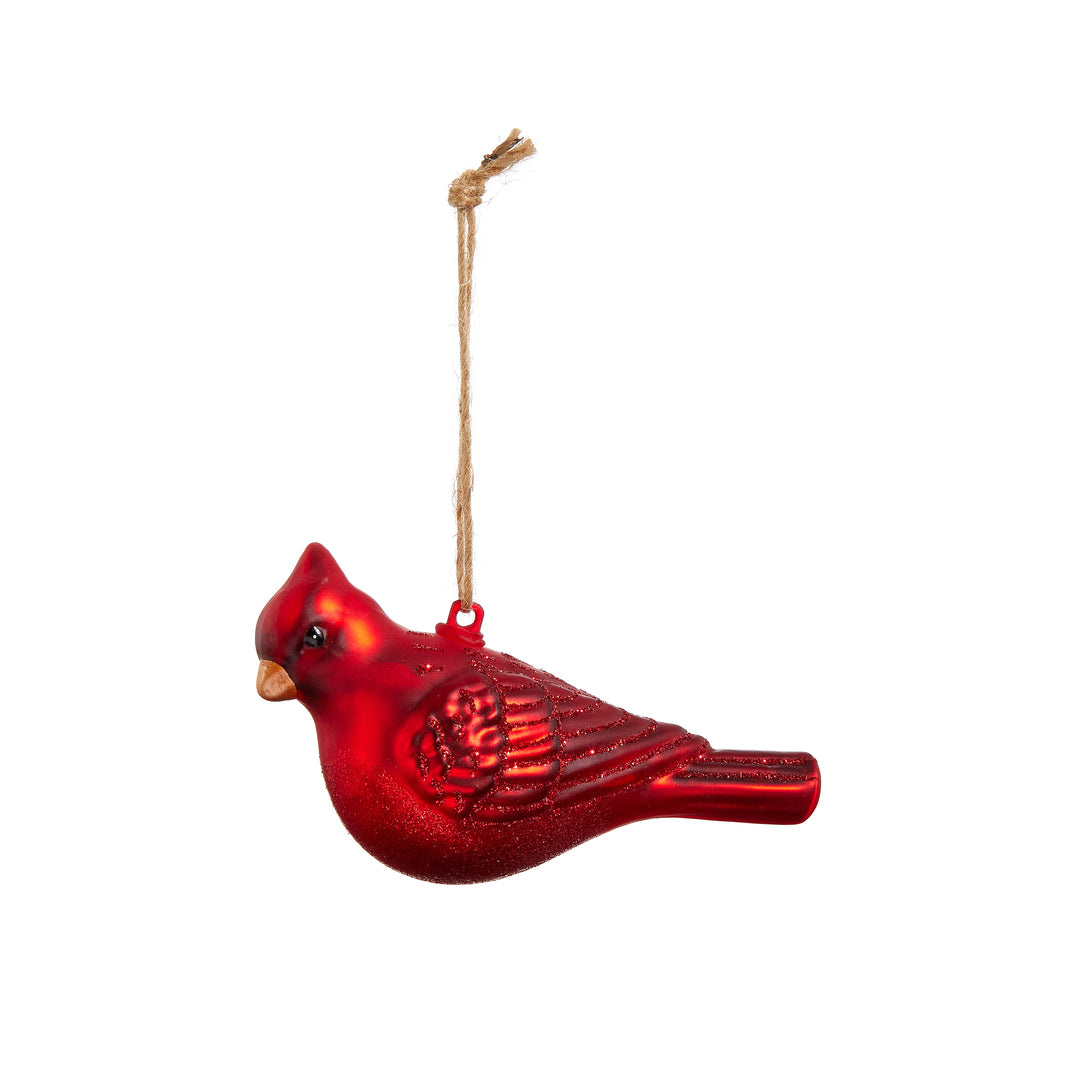 GLITTERED CARDINAL ORNAMENT