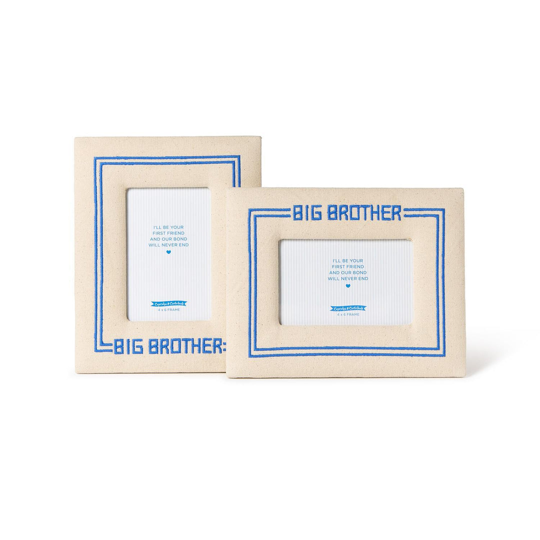 Two 'Big Brother' picture frames with blue text on a white background