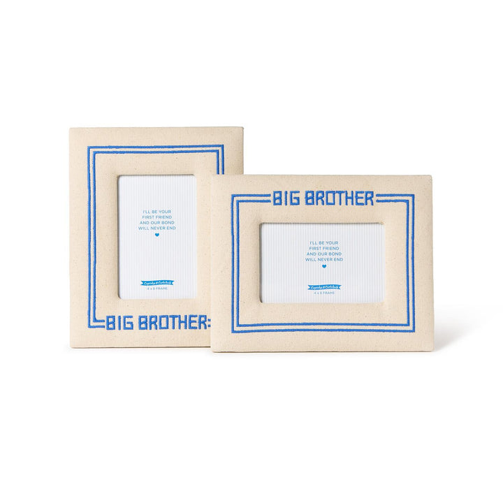 Two 'Big Brother' picture frames with blue text on a white background