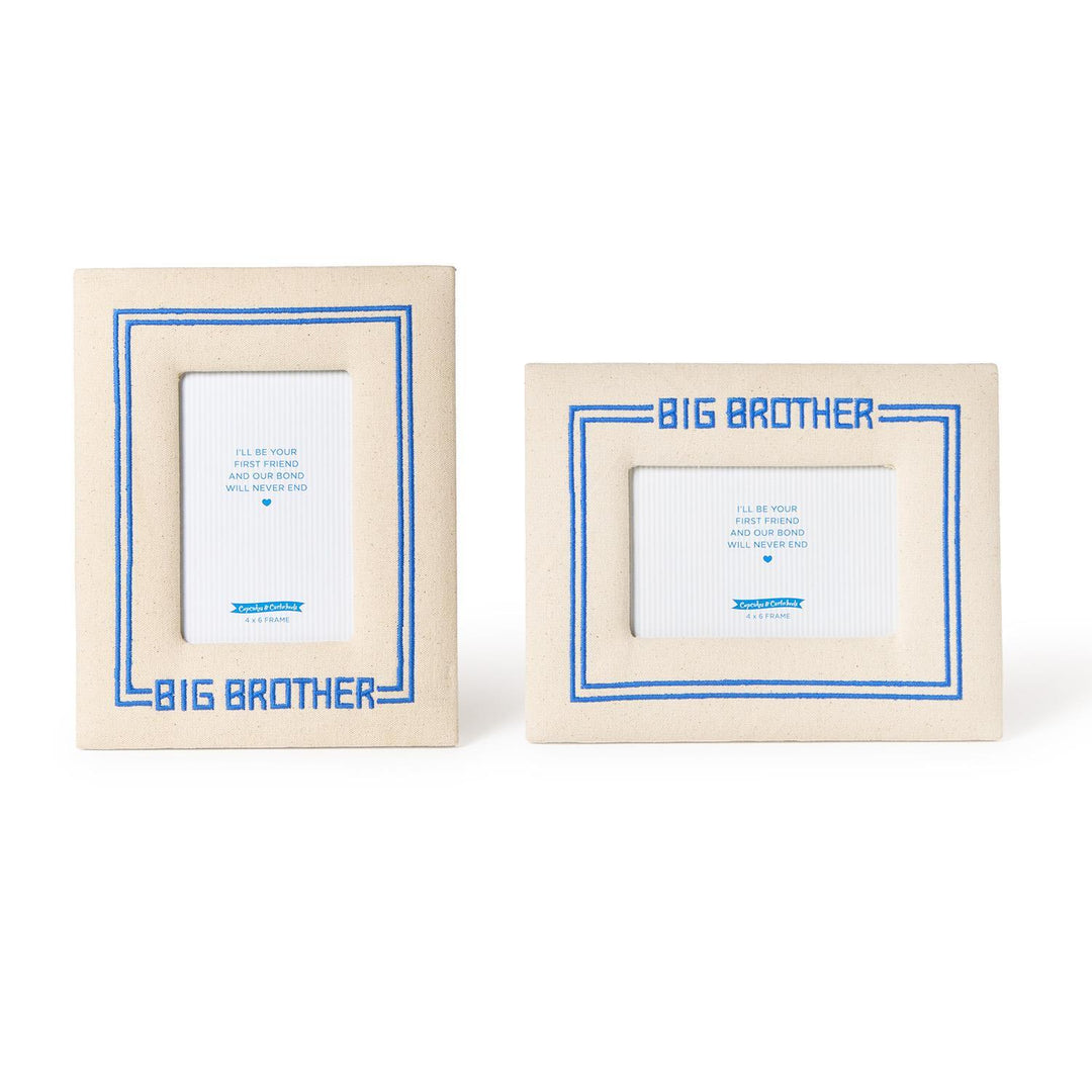 Two 'Big Brother' picture frames with blue text on a white background