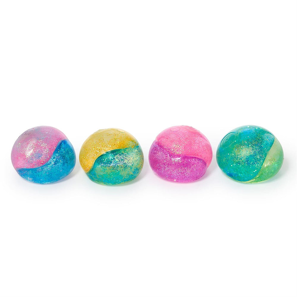 Four colorful squishys with a gradient design on a white background
