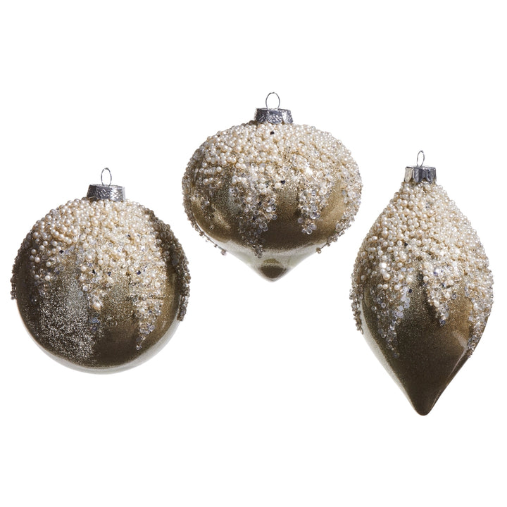PEARL FROSTED TAUPE ORNAMENT