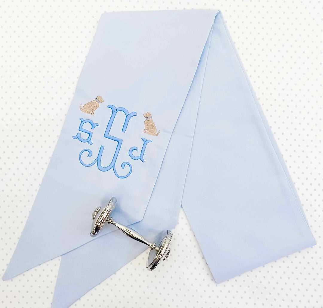 BLUE MONOGRAMMED BABY SWADDLE