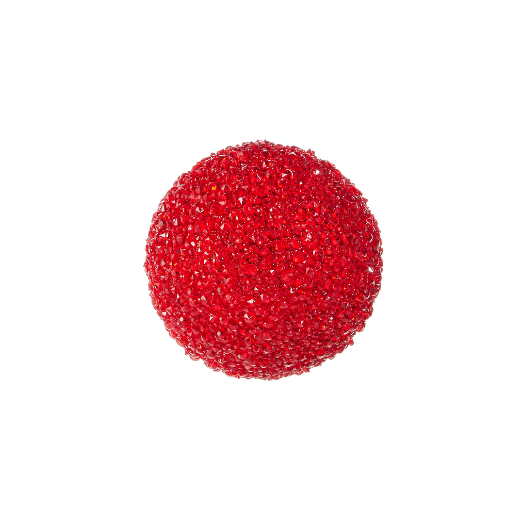 Red beaded ball on a white background