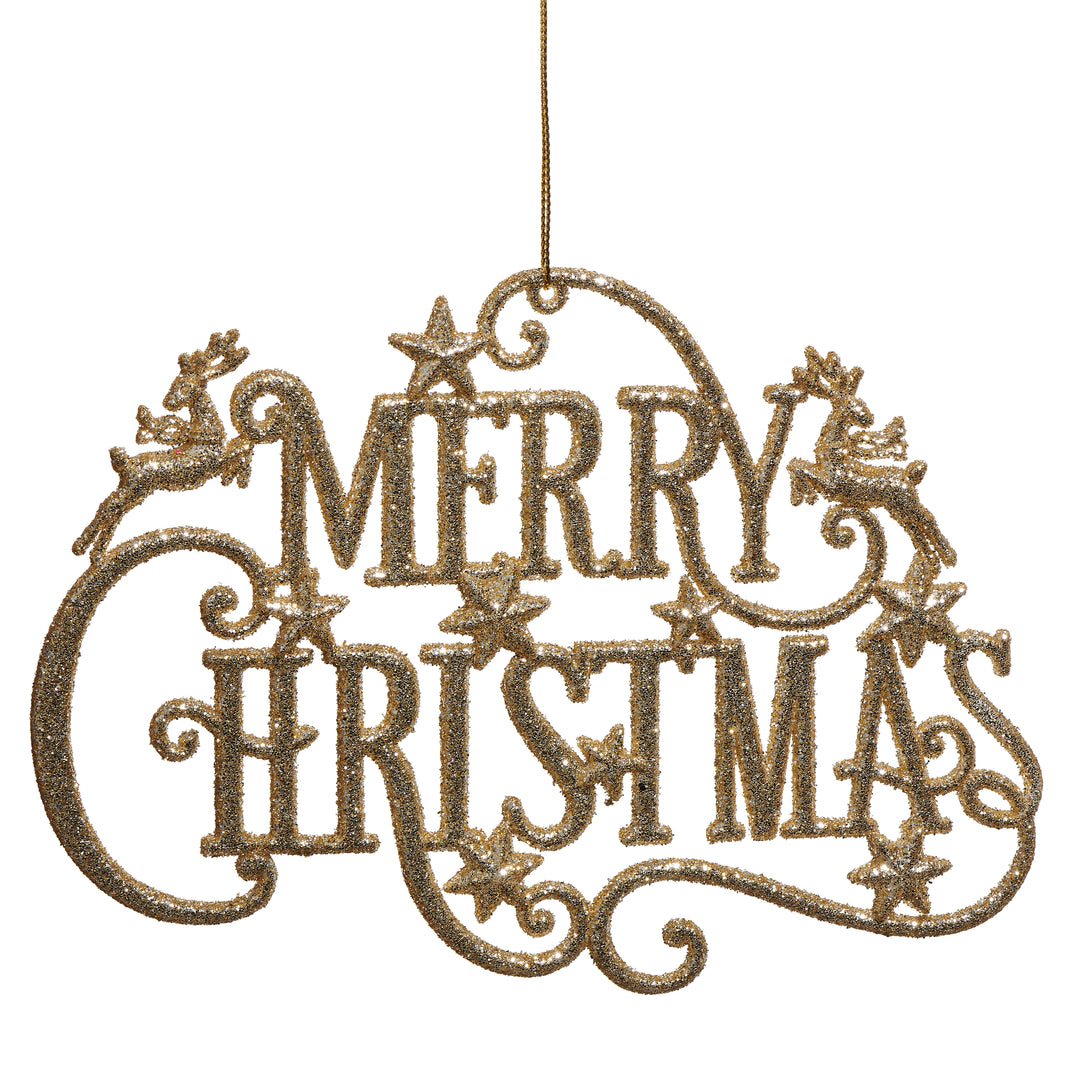 gold glitter merry christmas ornament