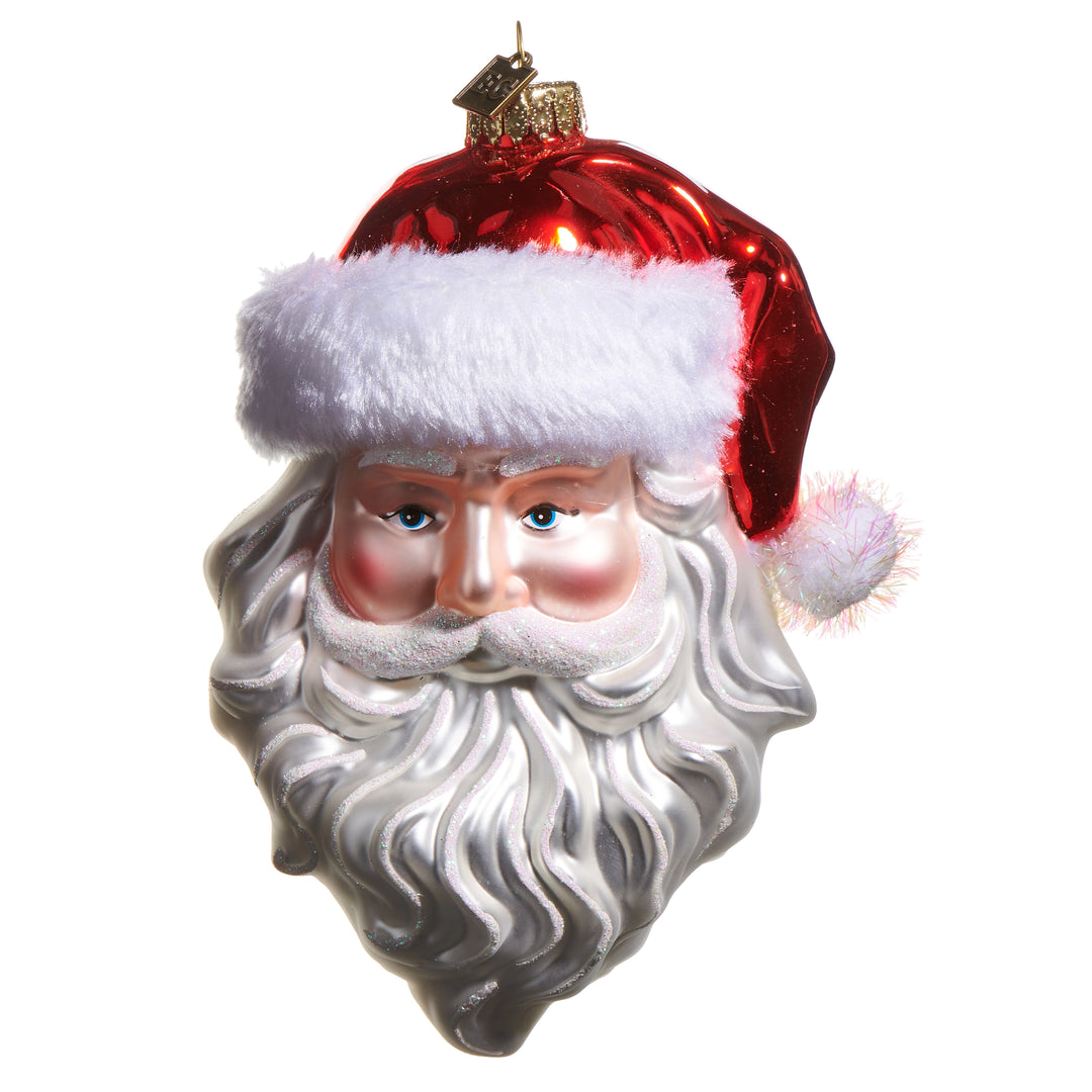 father christmas head ornament on white background