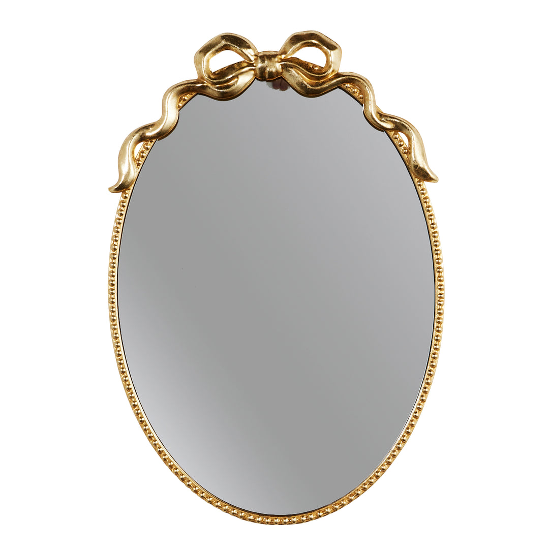 24-Inch Gold Bow Oval Mirror – Elegant Wall Mirror with Bow Accent | Walker Boutique