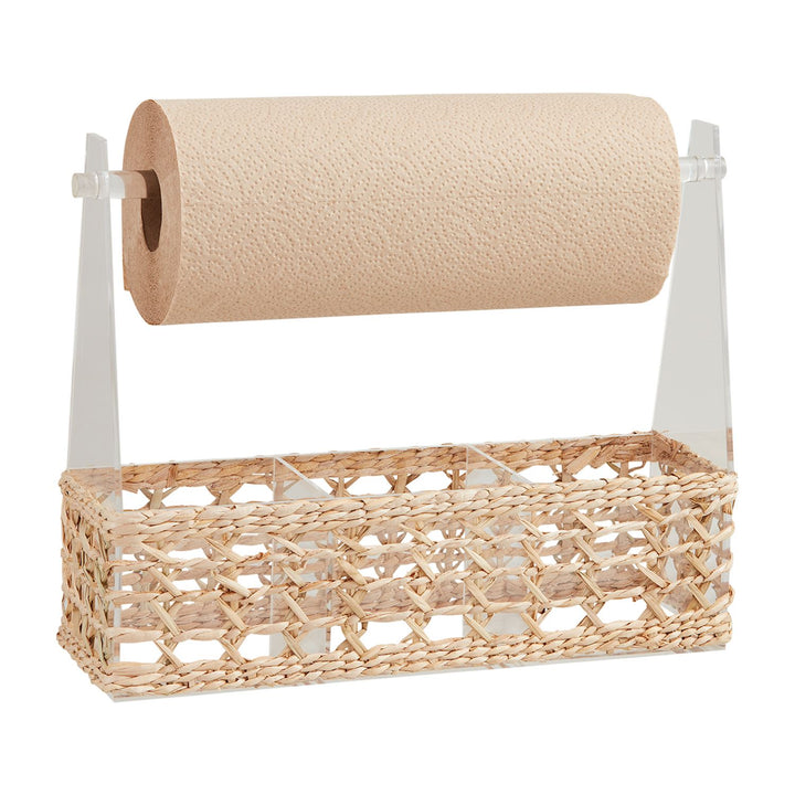 ACRYLIC WOVEN UTENSIL & TOWEL CADDY