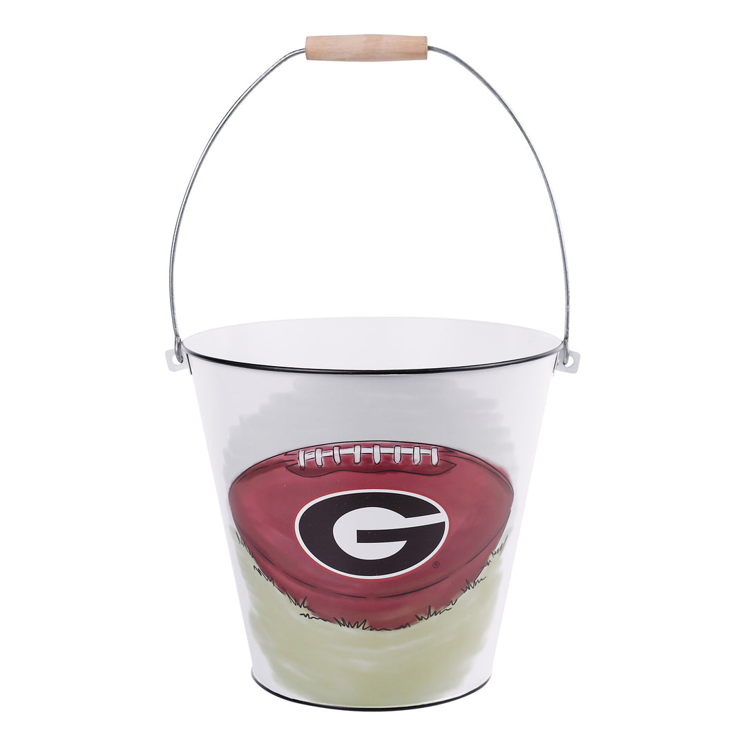 georgia football icon on metal bucket with handle on white background