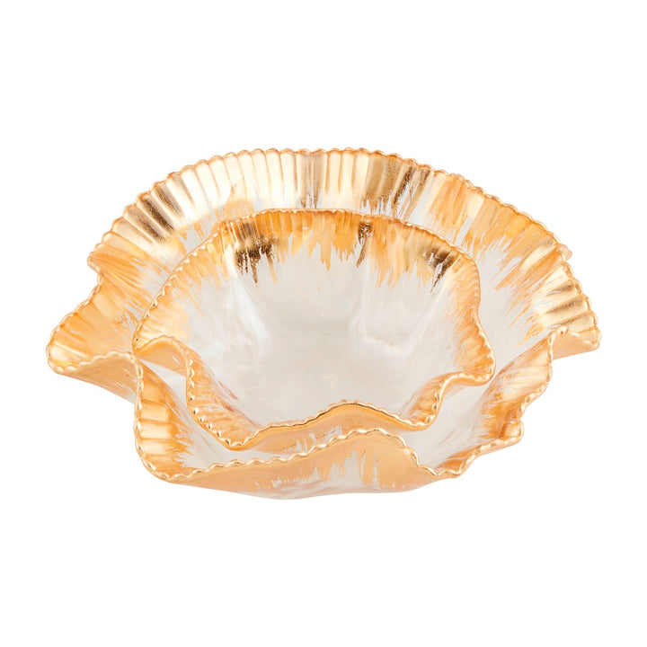 GOLD EDGE RUFFLE BOWL