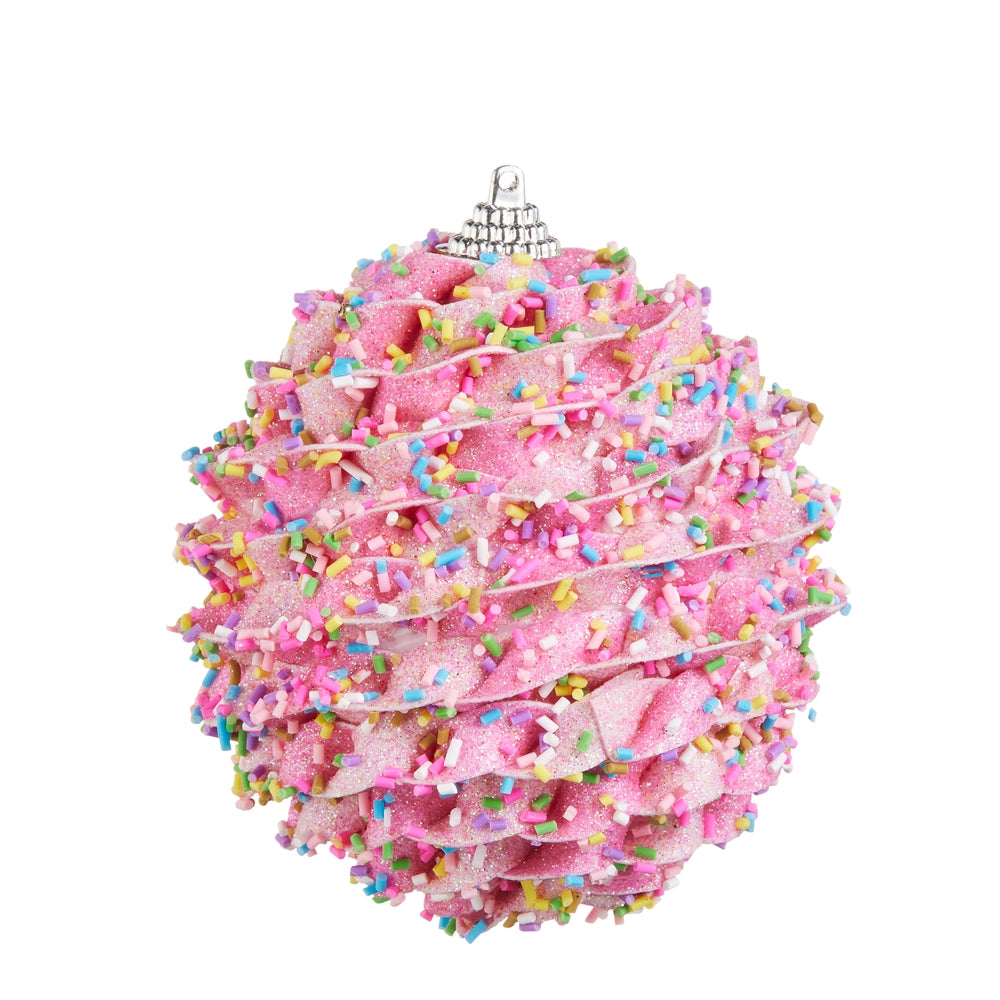 PINK SPRINKLE SWIRL BALL ORNAMENT