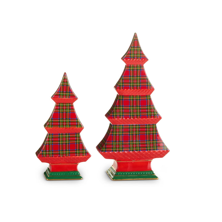 CLASSIC CHRISTMAS PLAID TABLETOP TREES
