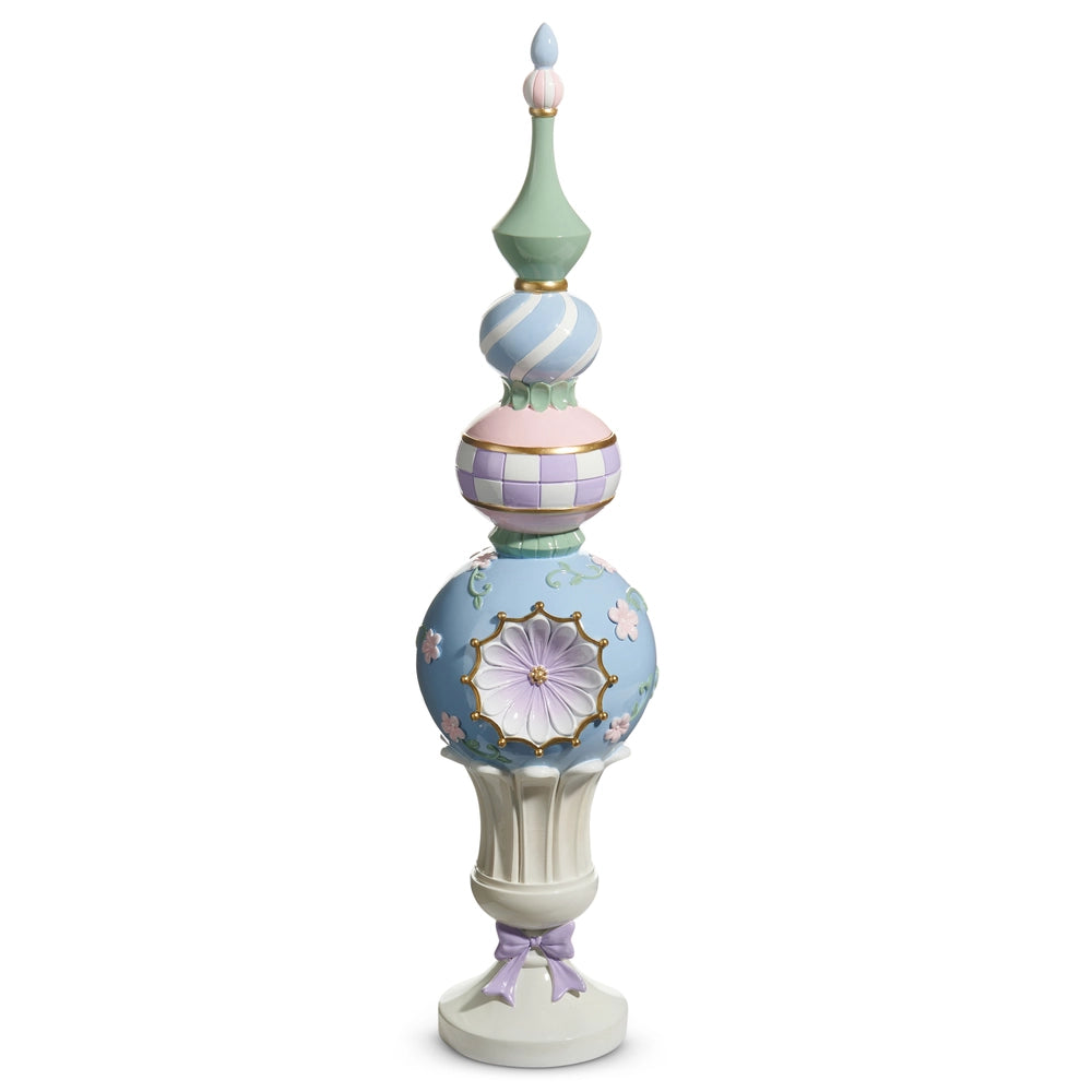 Pastel decorative finial with floral and gold accents | Walker Boutique