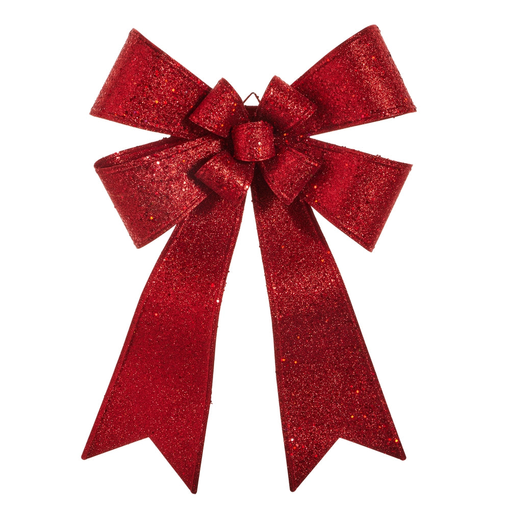 26" RED GLITTER BOW