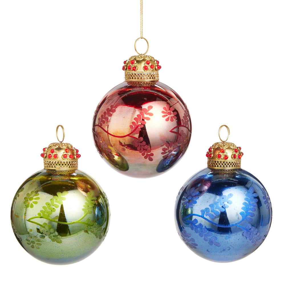 4.5" MERCURY GLASS BALL ORNAMENTS