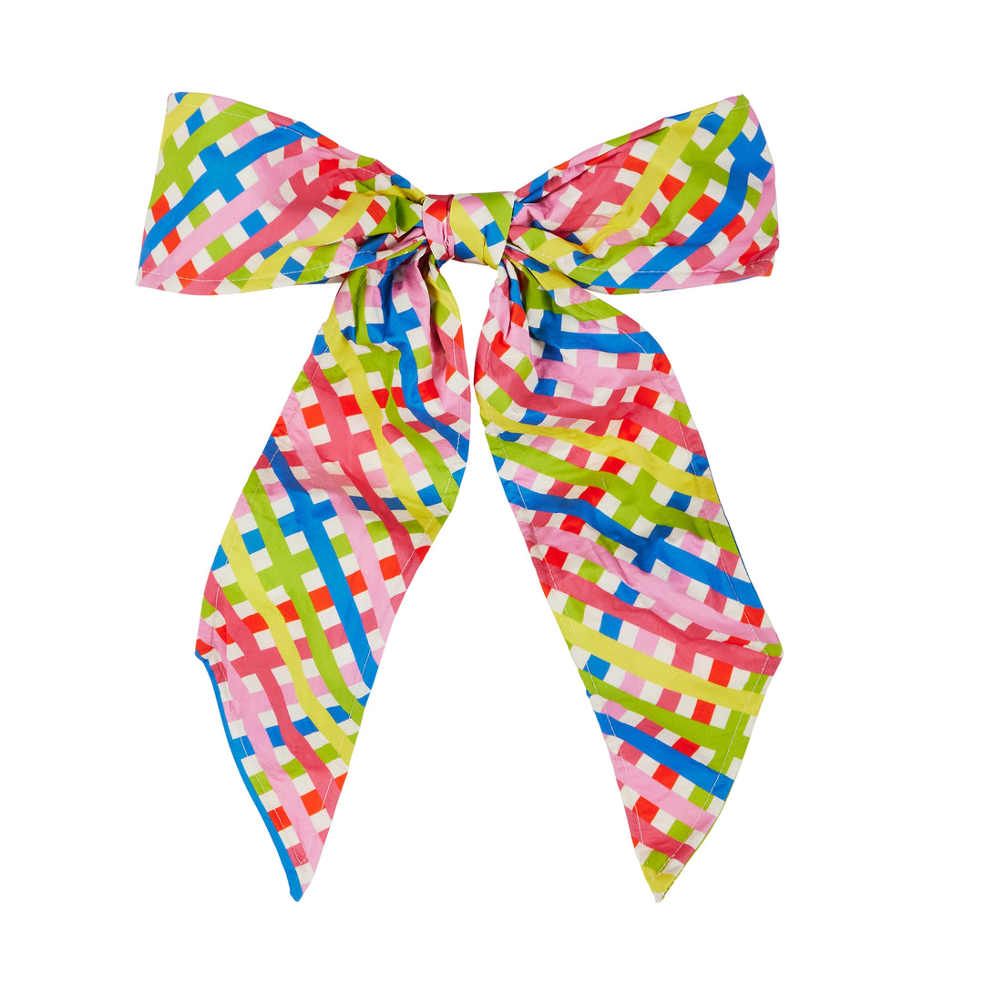 Colorful checkered bow on a white background