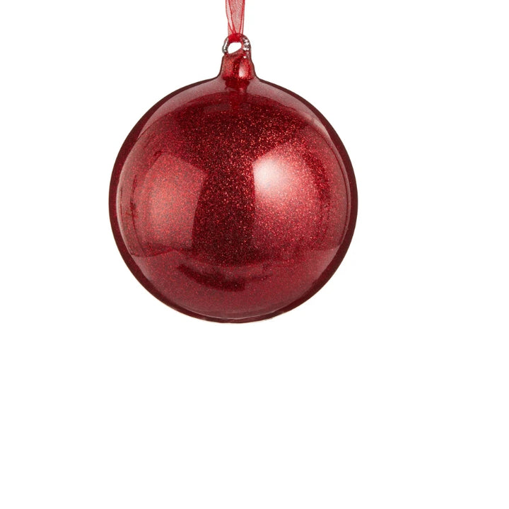4" Red Glitter Ball Ornament