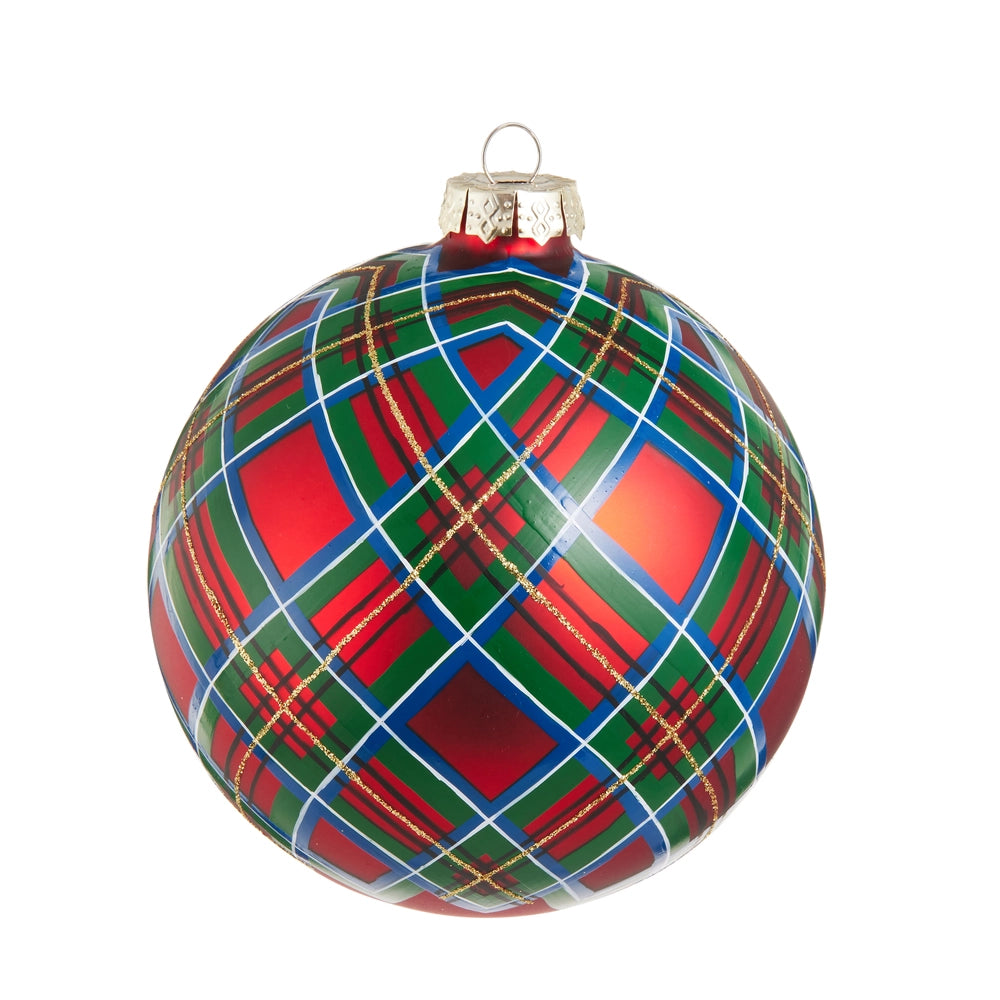 5" CLASSIC HOLIDAY PLAID BALL ORNAMENT