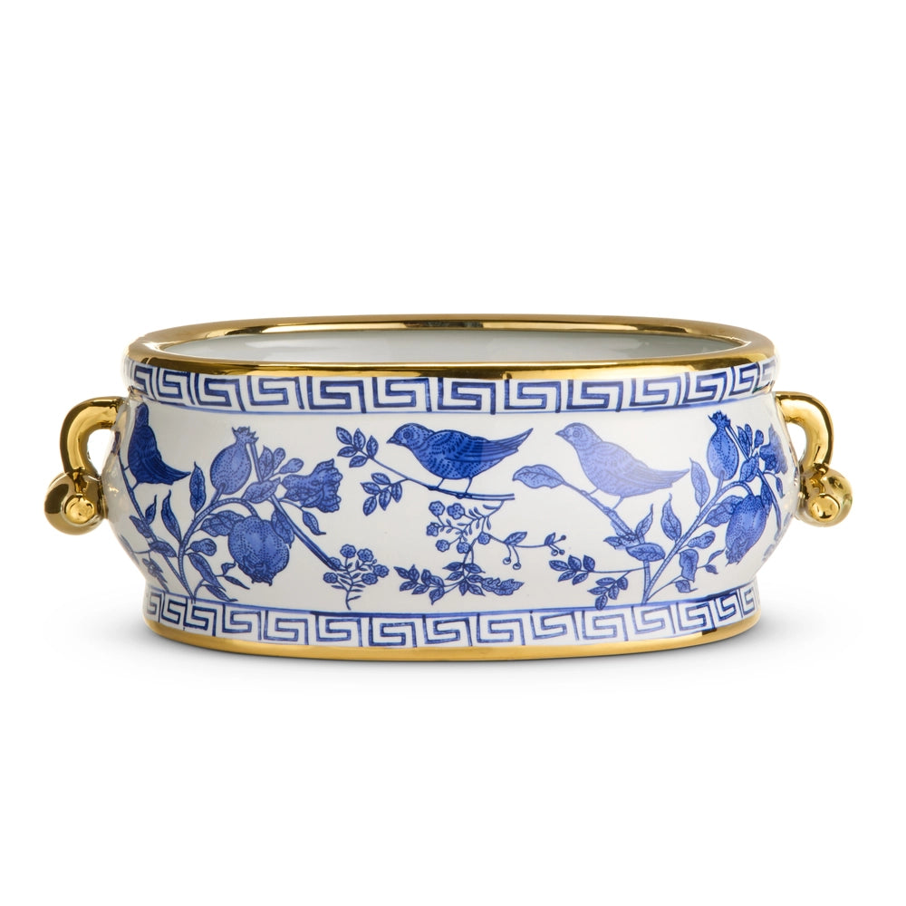 6.5" BLUE BIRD PLANTER WITH HANDLES