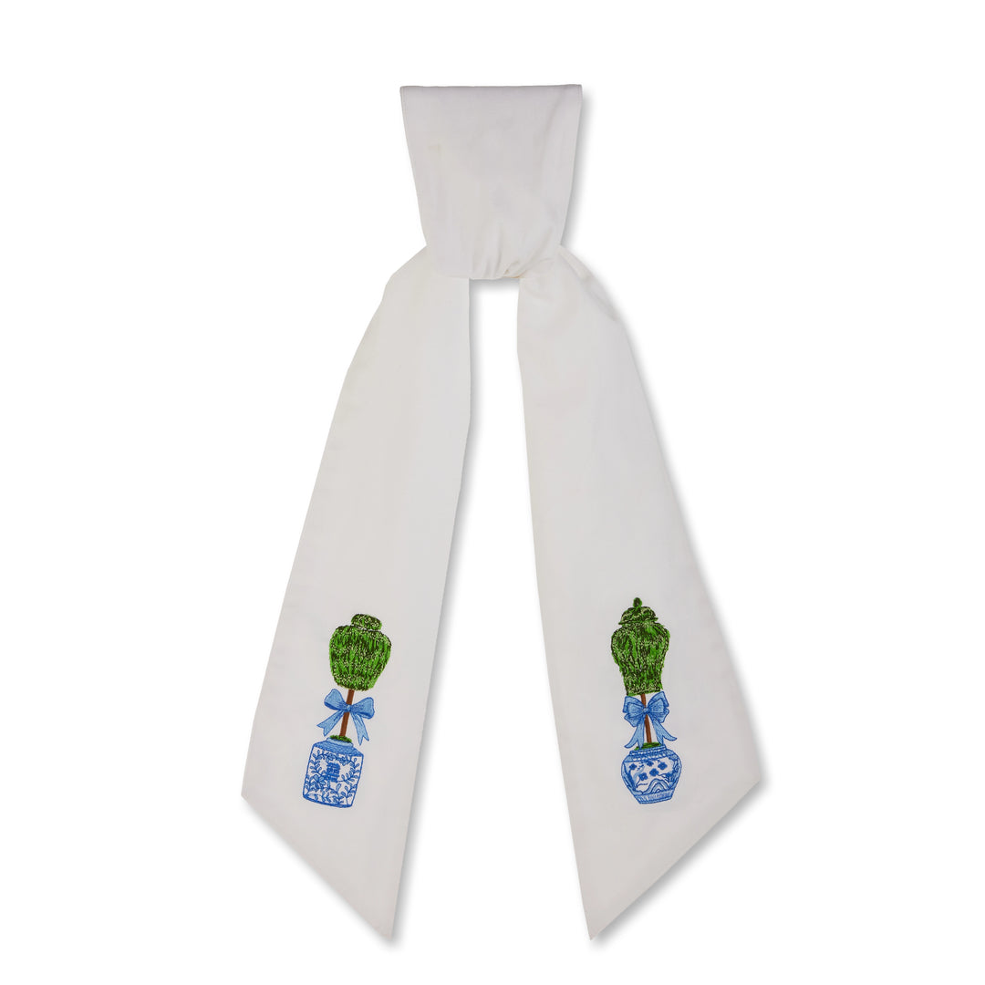 White tie with decorative elements on a white background
