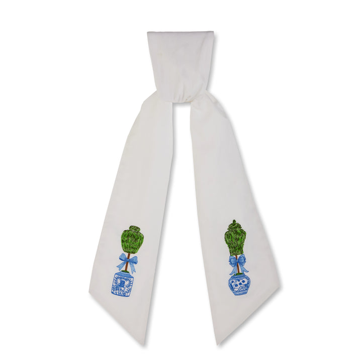 White tie with decorative elements on a white background