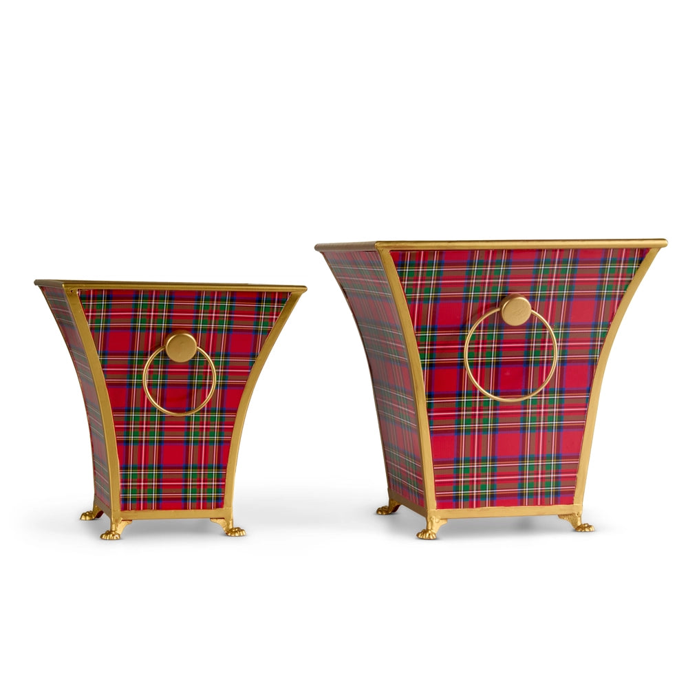 CHRISTMAS PLAID CACHE POTS