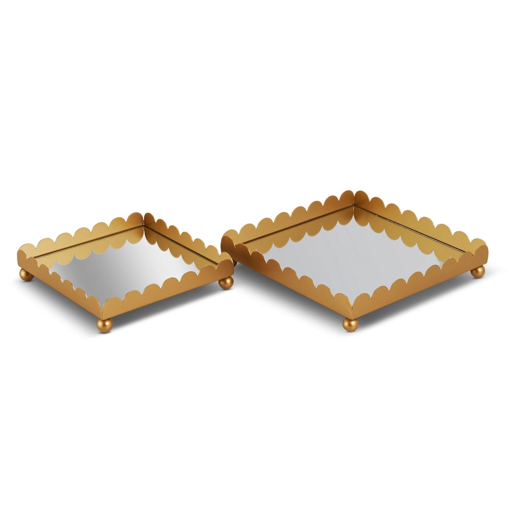 CHAMPAGNE SCALLOPED MIRROR TRAY