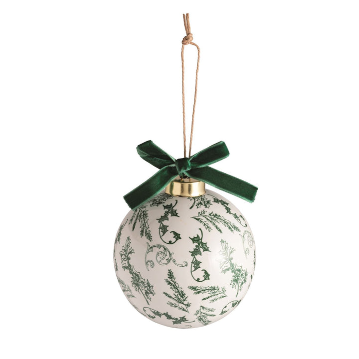 green toile Christmas ornament 