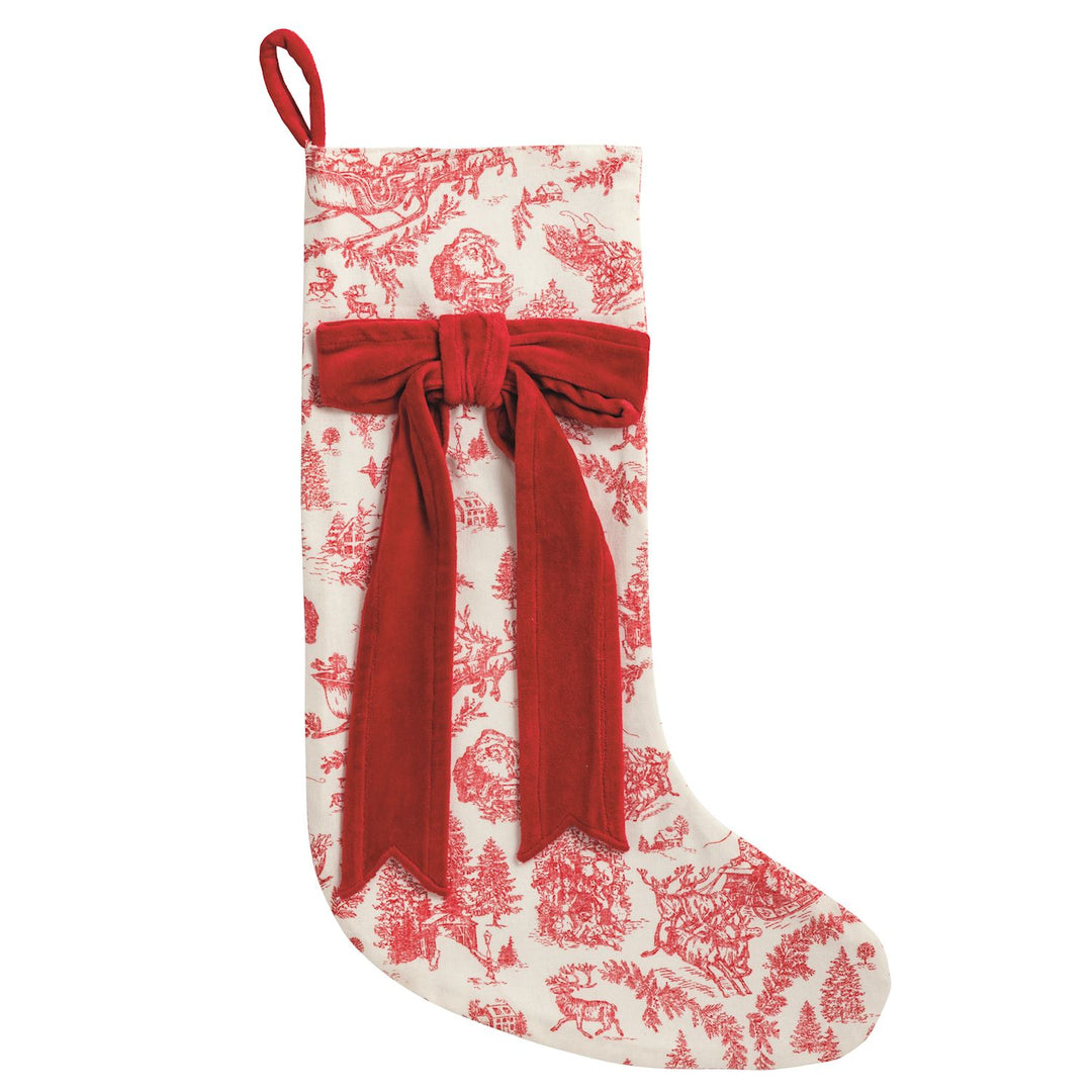 RED BOW TOILE STOCKING