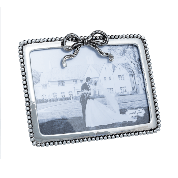 SILVER BEADED BOW FRAME HORIZONTAL