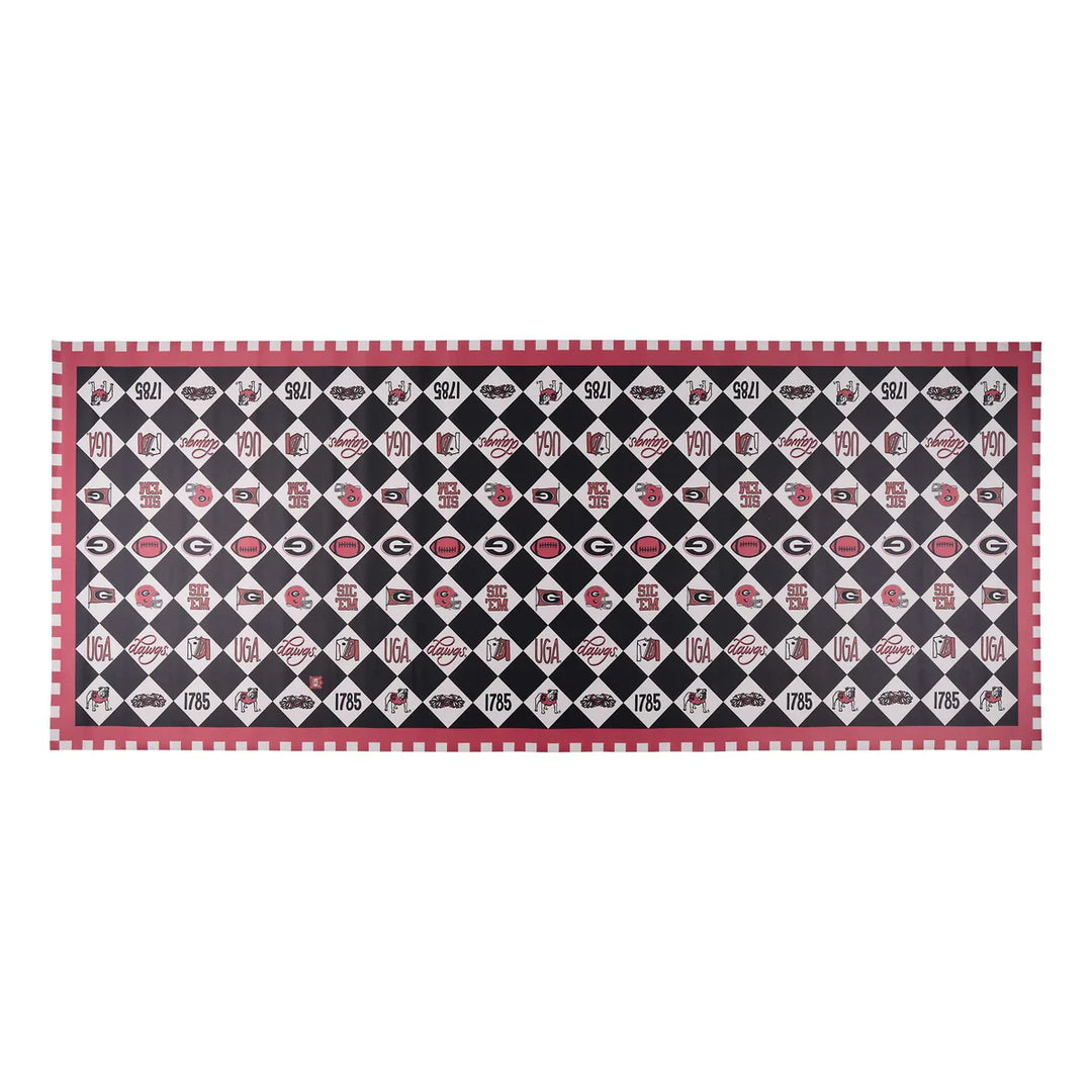 Georgia Bulldogs serving tray with a black and white harlequin pattern and red gingham border | Walker Boutique