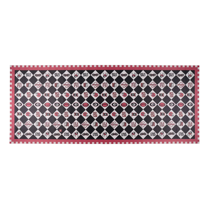Georgia Bulldogs serving tray with a black and white harlequin pattern and red gingham border | Walker Boutique