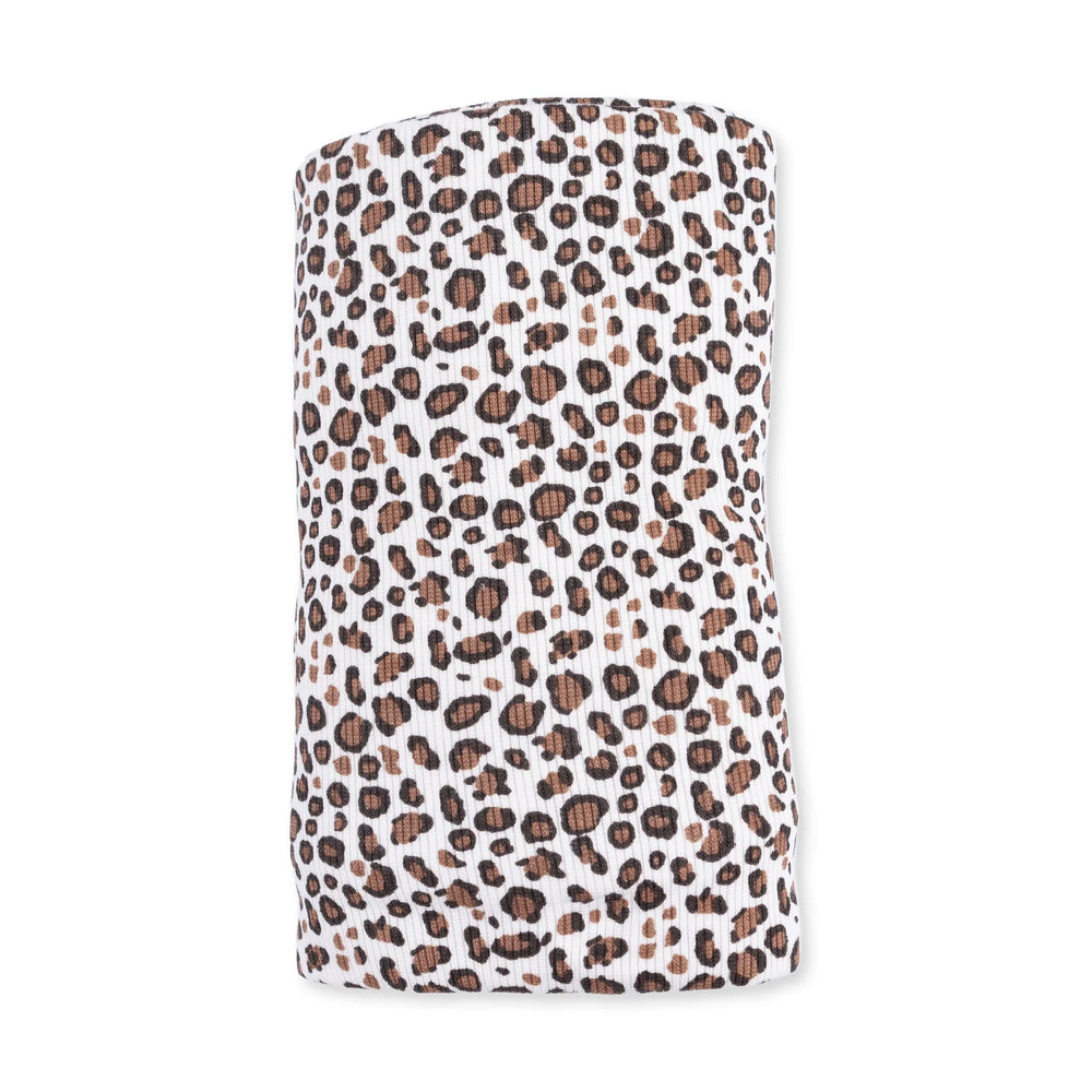 Angel Dear Leopard Rib Swaddle Blanket close-up highlighting the leopard rib design across the blanket