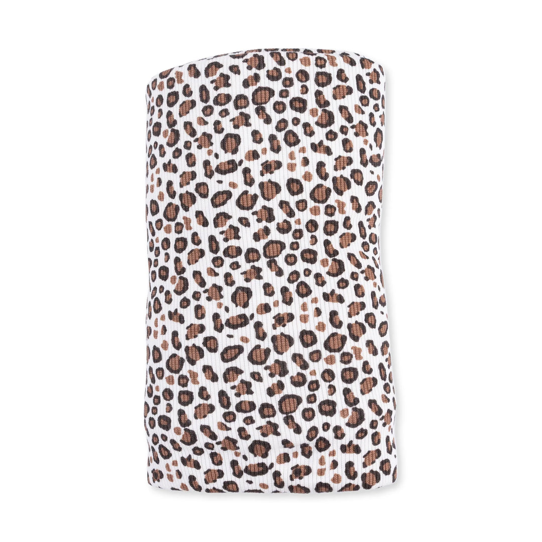 Angel Dear Leopard Rib Swaddle Blanket close-up highlighting the leopard rib design across the blanket