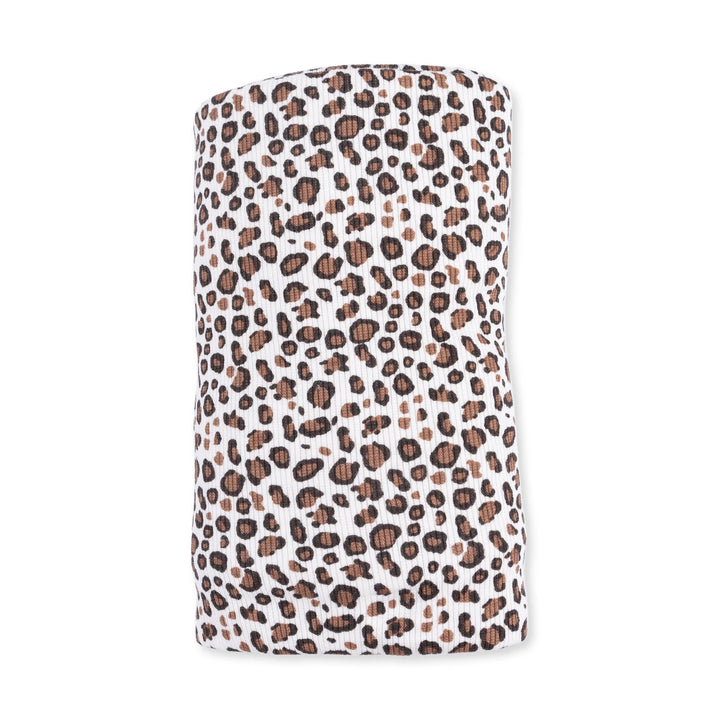 Angel Dear Leopard Rib Swaddle Blanket close-up highlighting the leopard rib design across the blanket