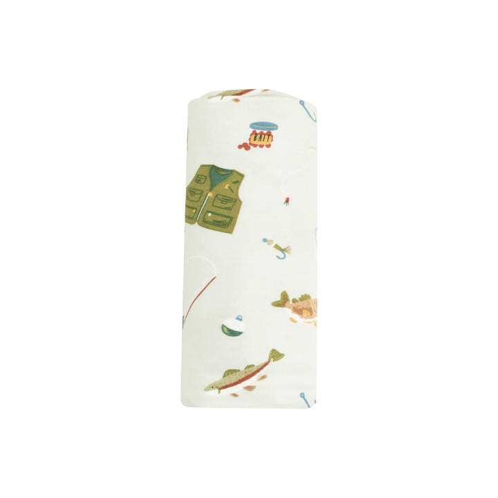 GREEN FISHING THINGS SWADDLE BLANKET