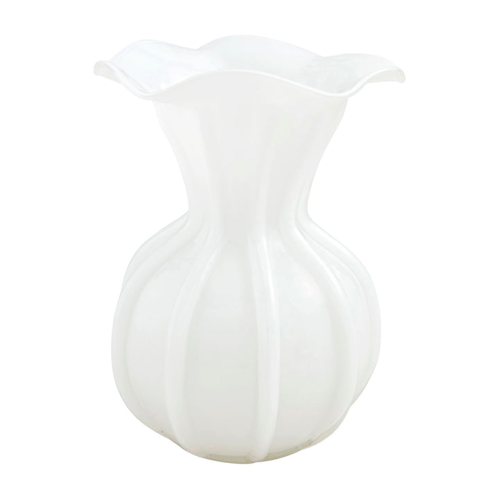 OPAQUE RUFFLED GLASS VASE